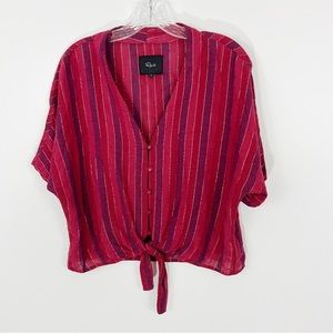 Rails Metallic Stripe Tie Front Buttondown Shirt Medium
